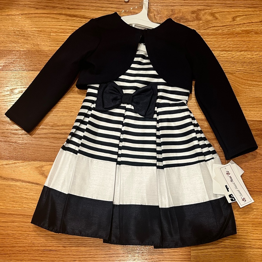 Toddler 2pc Formal Dress size 3T navy and white